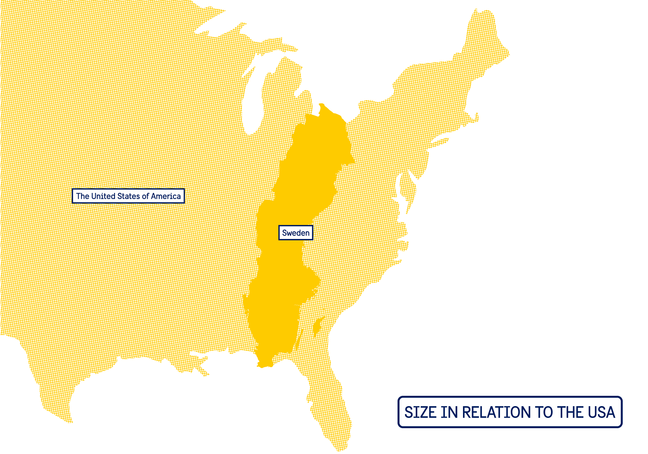 sweden's and usa's size compared